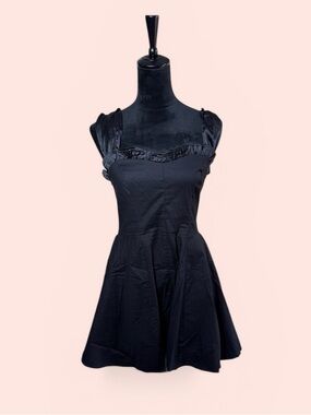 NWT Free People Black Fit-and-Flare Mini Dress with Ruffle Detail